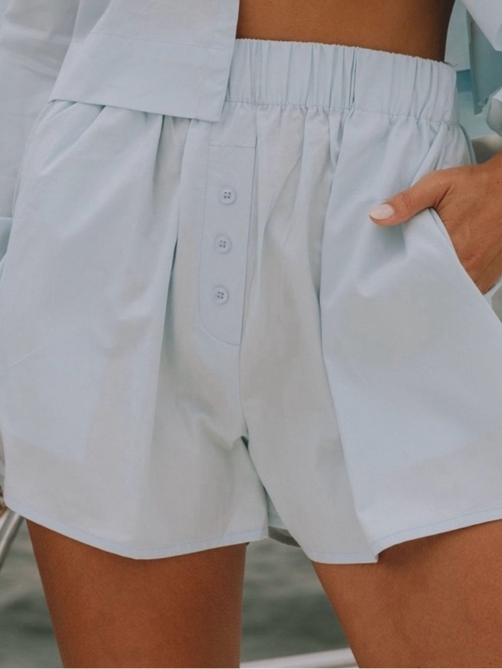 Daily Drills Light Blue Poplin Resort Shorts
